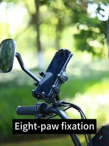 Universal Motorcycle Bicycle Phone Holder 360°Adjustable Anti-Shock Handlebar Rearview Mirror Type Cellphone Holder