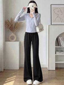 XIANYIJIAO | Black Ice Silk High Waist Sunscreen Quick-dry Slimming Flared Pants