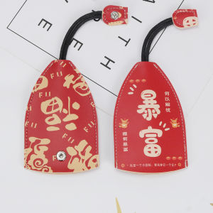 Cute Drawstring Style Electric Car Key Case Womens Key Holder Storage Pouch PU Leather  Printed Design Key Cover