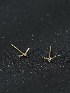 YIPIEYINA | 9K Gold Moon Shaped Smiling Line Earrings Artificial Crystal