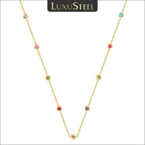 LUXUSTEEL Neckalce For Women No Fade Colorful Crystal Pendant Lady Girls Accessories 2022 Hot Sale Long Chains Necklaces