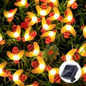 LED Solar Bee String Lights 8 Modes Suitable for Outdoor Gardens Terraces Courtyard Lawns Path Wedding Parties Festival Party
