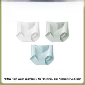 miiow | Ice Silk High Waist Womens Underwear Triangle Shorts Breathable Antibacterial Seamless Thin Comfortable No Show Panties