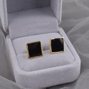 925 Sterling Silver Black Earrings Womens Fashion Square Design Unique Style Luxury Feelings New 2025 Trendy Jewelry Accessories