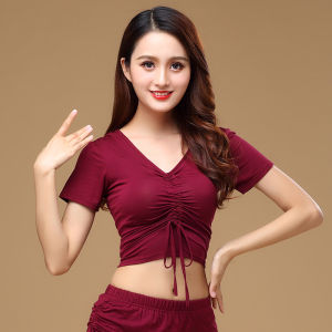 Áo Tập Yoga Tay Ngắn Mùa Xuân Hè Cho Nữ Áo Tập Thể Dục Chạy Bộ Khiêu Vũ Bụng Gợi Cảm Ôm Vừa Vặn Thoáng Khí Thấm Hút Mồ Hôi