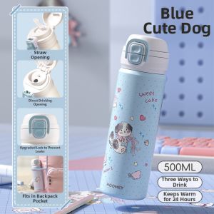 HOOMEY | Children Students Portable Insulated Water Bottle With Straw
