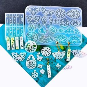 New Arrival Diy Craft Epoxy Necklace Model Dropping Pendants Silicone Moulds Crystal Earring Resin Molds Jewelry Making Tools