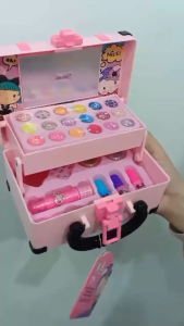 Childrens Natural Cosmetic Set Disney Princess Washable Makeup Box Cosmetic case Eye shadow Makeup brush Nail polish Lipstick blush