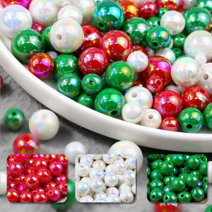 Tri-Color Mixed Christmas Halloween AB Loose Bead 6 8 10 12 14 16mm For Jewelry Making Handmade Craft Supplies Bracelet Necklace
