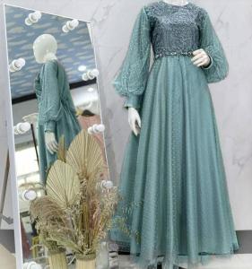 MAXY VALENTINA BRUKAT / DRESS Kondangan Muslim / Pakaian Muslimah Wanita / Terbaru Bisa COD