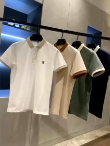 Aó thun Nam cộc tay cổ bẻ họa tiết thêu hình ly cafe trẻ trung  nam tính