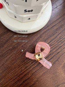 Small Jelly Color Water Diamond Clip Half-Tied Hair Crossbody Clip Shark Clip for Women Fashionable Japanese and South Korean Style Hair Accessories