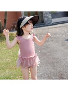 Girls One-Piece Swimsuit with Large Bowtie Childrens Swimming Costume Cute Small Kids Swimwear Casual Surfing Suit