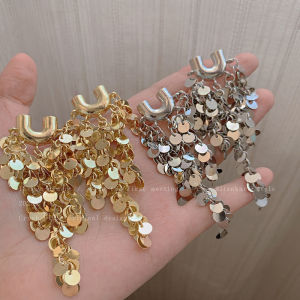 Fashionable Metal Fringe Earrings Womens Versatile Luxury Trendy New 2025 Alloy Geometric Shape Ear Jewelry Accessories