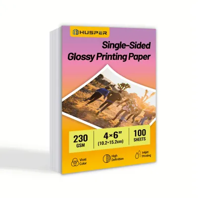 100 Sheets 230Gsm Glossy Photo Printing Paper Single-Side 4R (4x6 Inch) 60lb Thick Inkjet Paper for Home Office Use