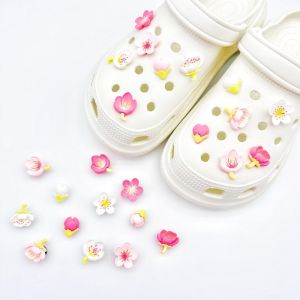 12PCS Shoe Charm DIY Resin Candy-colored Cherry Blossoms Shoe Decoration Buckle for Hole Shoes Accessories