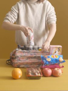 Foldable Shopping Bag with Zip / Recycle Bag / Portable Reusable Sling Bag