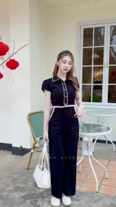 Venezia Jumpsuit - จั๊มสูทกางเกงขายาว คอปก กระเป๋า ราคาถูกกว่า จั๊มสูทออกที่ MT.STDO