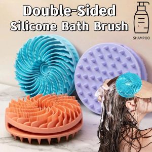 Exfoliating Double-sided Silicone Bath Brush 2-in-1 Shampoo Bath Brush Portable Skin Massage Brush