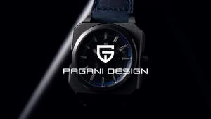 Pagani Design 38mm Vuông Bánh Đà Đồng Hồ Nam Mặt Số Rỗng Dạ Quang 50m Chống Nước Cơ Khí Tự Động Thông Thường Dây Cao Su