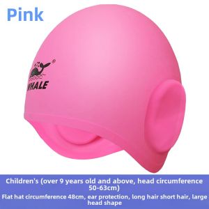 Kids Ear-Protecting Swimming Cap Silicone Waterproof Long Hair Big Head Not-Too-Tight Swimming Cap Boys and Girls High Elastic Baby Shower Cap