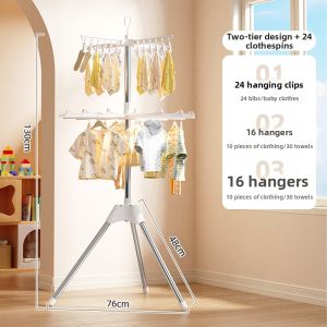BESS | Multi-functional Foldable Baby Clothes Drying Rack with Sock Hanger
