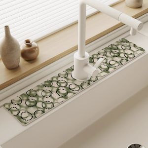VIKAMA Plant Flower Printed Faucet Absorbent Pad Quick Drying Sink Splash Proof Pad Kitchen Bathroom Home Decoration
