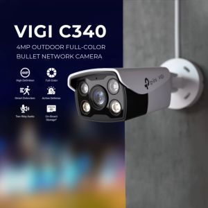 TP-Link Official Store | VIGI C340 V1 | 4MP Outdoor Full-Color Bullet Home Security Network CCTV Camera Connect to Cellphone