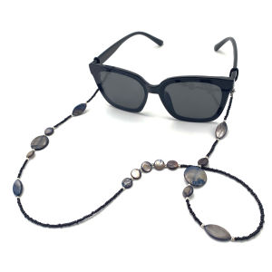 Shell Beaded Eyeglass Chain 2-in-1 Mask Lanyard Black Shell Glass Bead Fashion Accessory Anti-Lost for Eyewear Mask Daily Casual