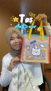 HAYYLIFE Tas Anti Air Transparan Kapasitas Besar / Handbag Beauty Bag Comestic Pouch Kartun Jelly Tas Wanita Tas PVC HL-FAA780