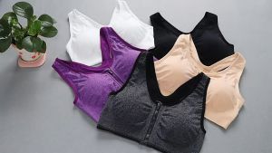 Kilala Front Zipper Women Sports Bras Breathable Wirefree Padded Push Up Sports Top Fitness Gym Yoga Workout Bra S-XL