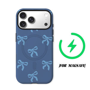 Blue Bow Simple Texture Phone Case for iPhone 18 17 16 15 14 13 12 11 Air Pro Max Plus Double-layer Cover