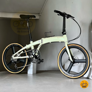 🚖 Fnhon Tornado 22 Inch Foldie Beige • Shimano 9 Gears • 𝗠𝗥𝗧/𝗕𝘂𝘀 Friendly • 𝗙𝗿𝗲𝗲𝗯𝗶𝗲𝘀 Litepro 𝗟𝗶𝗴𝗵𝘁𝘄𝗲𝗶𝗴𝗵𝘁 • Folding Bicycle Carbon Wheels Dahon Tern Birdy Schwalbe One Trispokes Wheelset Loud Hub
