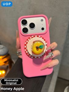 UGP | Summer New Cartoon Pattern Pink Check Unique Liquid Silicone Full Coverage Phone Case