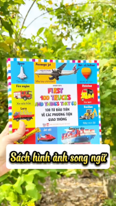 Sách song ngữ 100 số đếm đầu tiên Bảng chữ cái màu sắc hình dạng Các loại phương tiện giao thông Động vật - Việt Thư