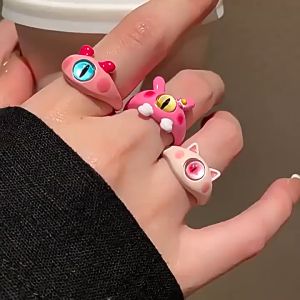 CINCIN JARI ANILLOS ADJUSTABLE BENTUK HEWAN LUCU KARTUN UNTUK ANAK WANITA