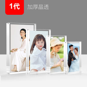 Acrylic Photo Frame Double-Sided Transparent Display Frame Photo and Pictures Printing Creative Magnetic Photo Frame Crystal Glass Table