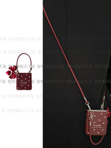 Claret-Red Polka Dots for Xiaomi Flip Phone Case Oppofindn3/2 Fold Stacked Screen Huawei Pocket2 Glory Magicv Lanyard Vivoxflip Crossbody P50s Samsung Zfilp6/5/4