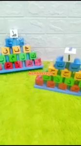 PIR-HJY Mainan Anak APE Balok Piramid Menyusun Hijaiyah Alat Permainan Edukatif TK/PAUD