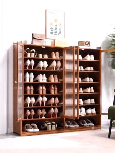 LACCOHUG Bamboo Shoe Cabinet 2/3/4 Doors 7/8 Layers Large Capacity Dustproof Rak Kasut Murah Shoes Rack