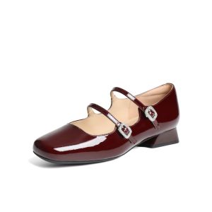 Belle | Celebrity Style Girls Mary Jane Shoe Coarse Heel Goat Leather