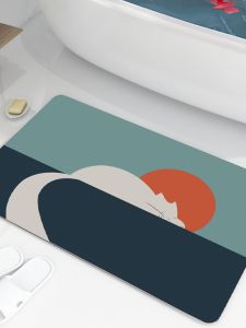 Japanese Style Silicon Dendroid Bathroom Mat Quick Dry Toilet Floor Pad Non Slip Shower Mat Cartoon Print Home Decor Rug