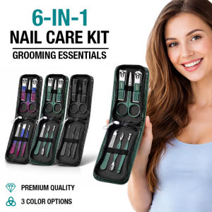 6-IN-1 Nail Clipper Set Portable Travel Manicure Kit for Men & Women – Includes Nail Clippers Scissors File & Grooming Tools