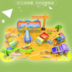 3D Puzzle Model Assembly Childrens Educational Brain Teaser Toy DIY Handmade Construction Traffic Engineering Vehicle