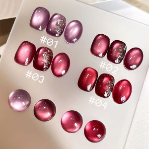 1PCS WS Gel Sơn Móng Tay Mắt Mèo Cao Cấp Màu Đỏ Tím Hạt Thủy Tinh Làm Trắng Móng Tay Dụng Cụ Trang Trí Móng Tay Cho Tiệm Làm Móng 10ml