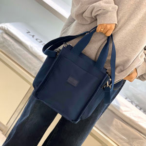 Japanese Style Simple Handbag with Water Cup Holder Single Shoulder Bag Commuter Lunch Box Bag Large Capacity for Work And Travel