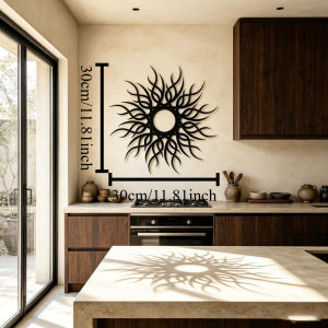 CIFbuy | Tượng Trang Trí Treo Tường Bằng Kim Loại Hình Mặt Trời Phong Cách Boho Goth Họa Tiết Gợn Sóng Trang Trí Sân Vườn Ngoài Trời Quà Tặng.