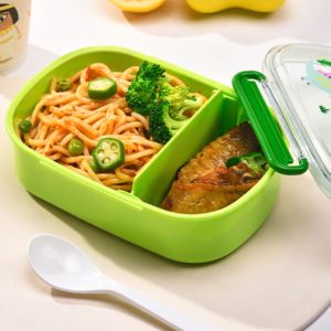 Bunda Choice-C1283 Kotak Bento Anak Lucu 2 Sekat Set Dengan Sendok BPA FREE / Kotak Makan Dino