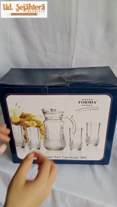 Formia TEKO SET 1 teko 6 gelas minum bahan kaca bening tebal kapasitas gelas 270 ml dan teko 1500 ml