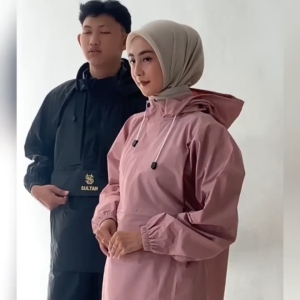 SULTAN Jas Hujan Kanguru Setelan Pria Wanita Setelan Baju + Celana Dewasa Hitam